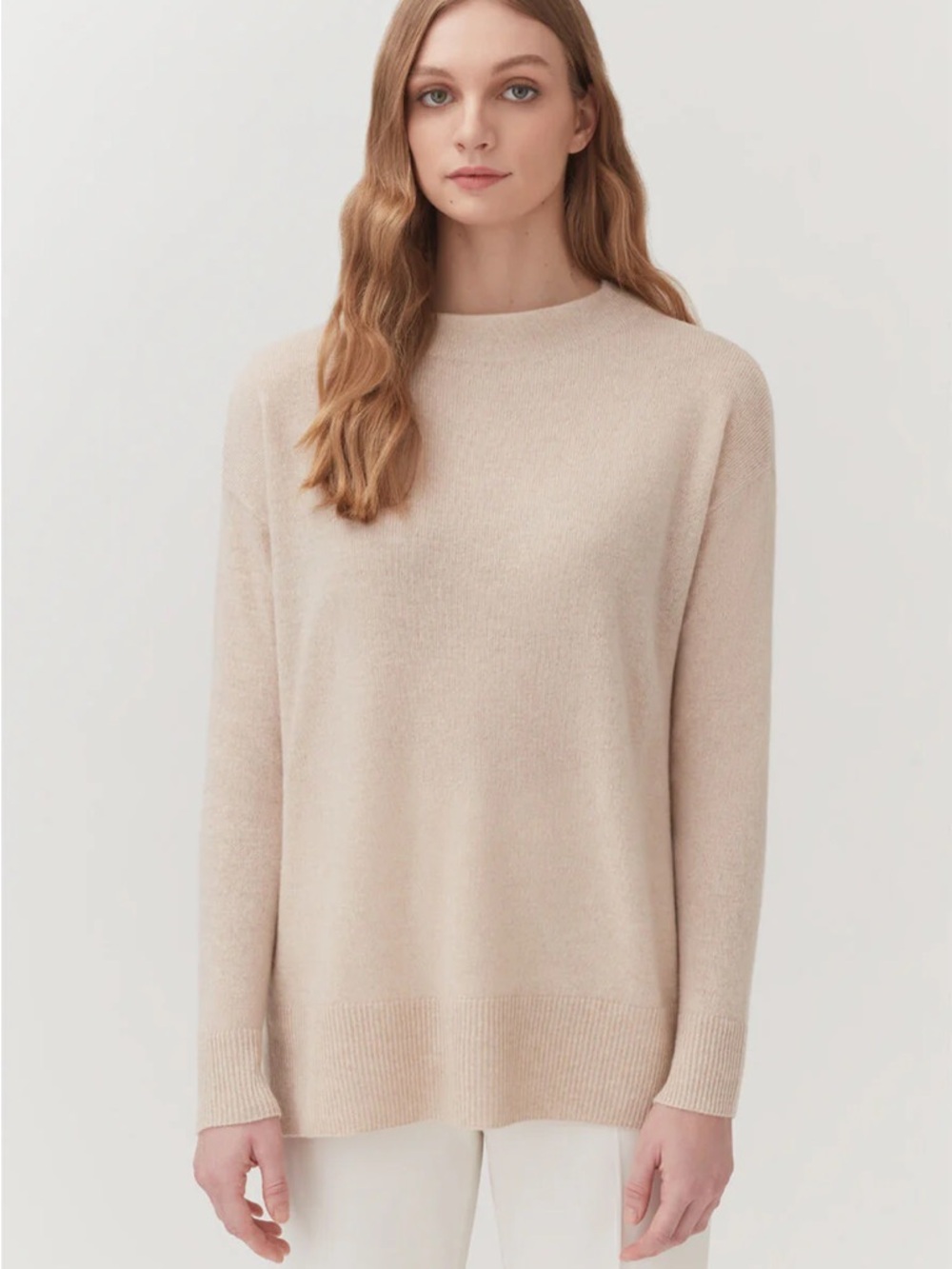 Cuyana NWOT Single-Origin Cashmere Funnel Neck Sweater in Beige Size Extra Small